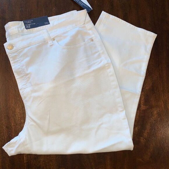 - Talbots NWT White Denim Straight Crop Jeans - Picture 3 of 9